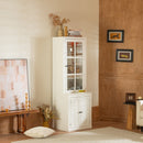Retro Style Hutch Cabinet With Glass Door, China Cabinet For Home by Unique Piece Furniture