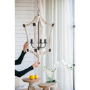 4 - Light Wood Chandelier, Hanging Light Fixture with Adjustable Chain for Kitchen Dining Room Foyer Entryway, Bulb Not Included