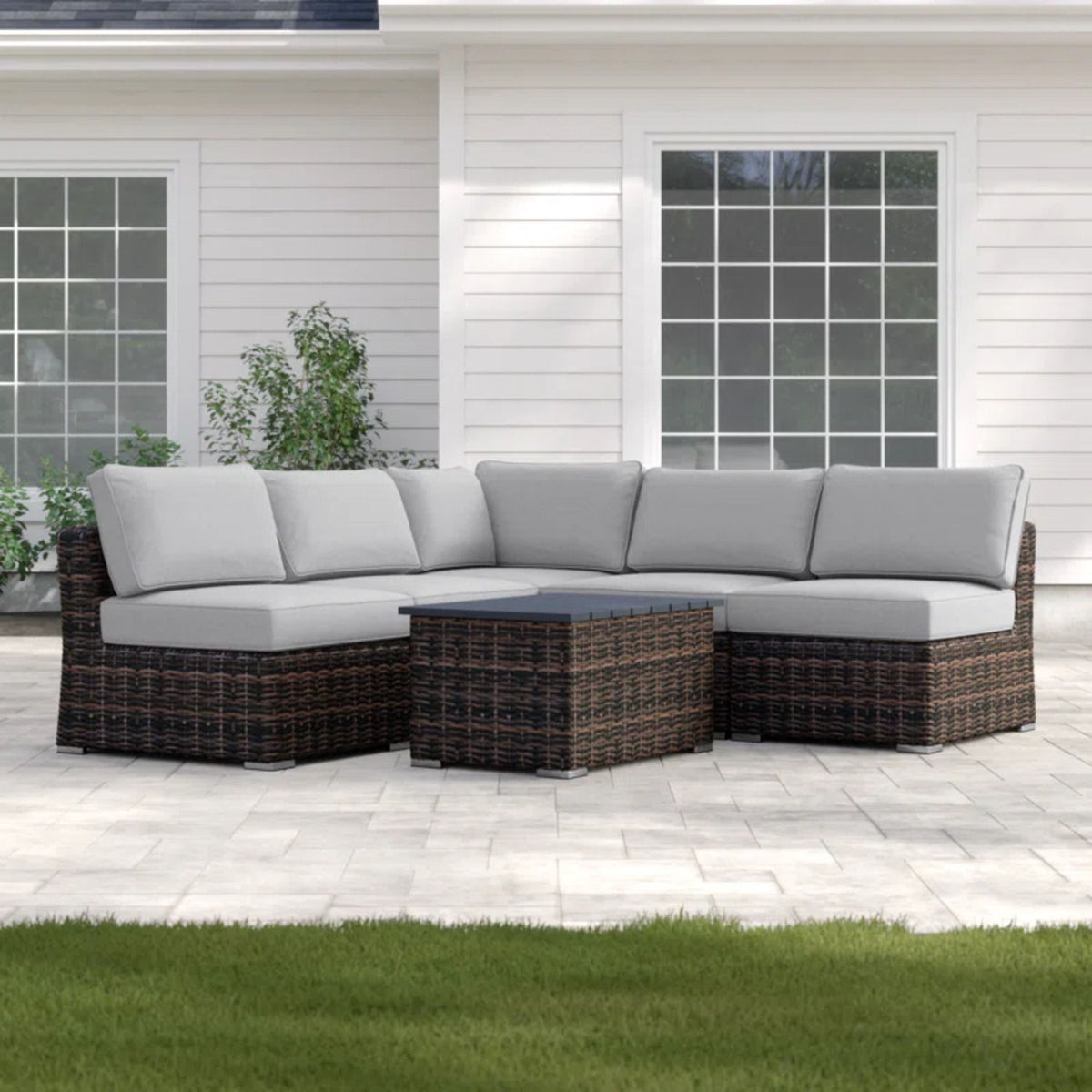 Wicker Sectional Sofa With Cushions And Table, photo 18 of 27