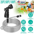 Stainless Steel Garden Hose with 7-Pattern Nozzle