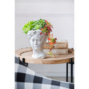 Greek Style Cement Head Planter Indoor Outdoor Home Garden Decor - Gray by HouseOfZazla