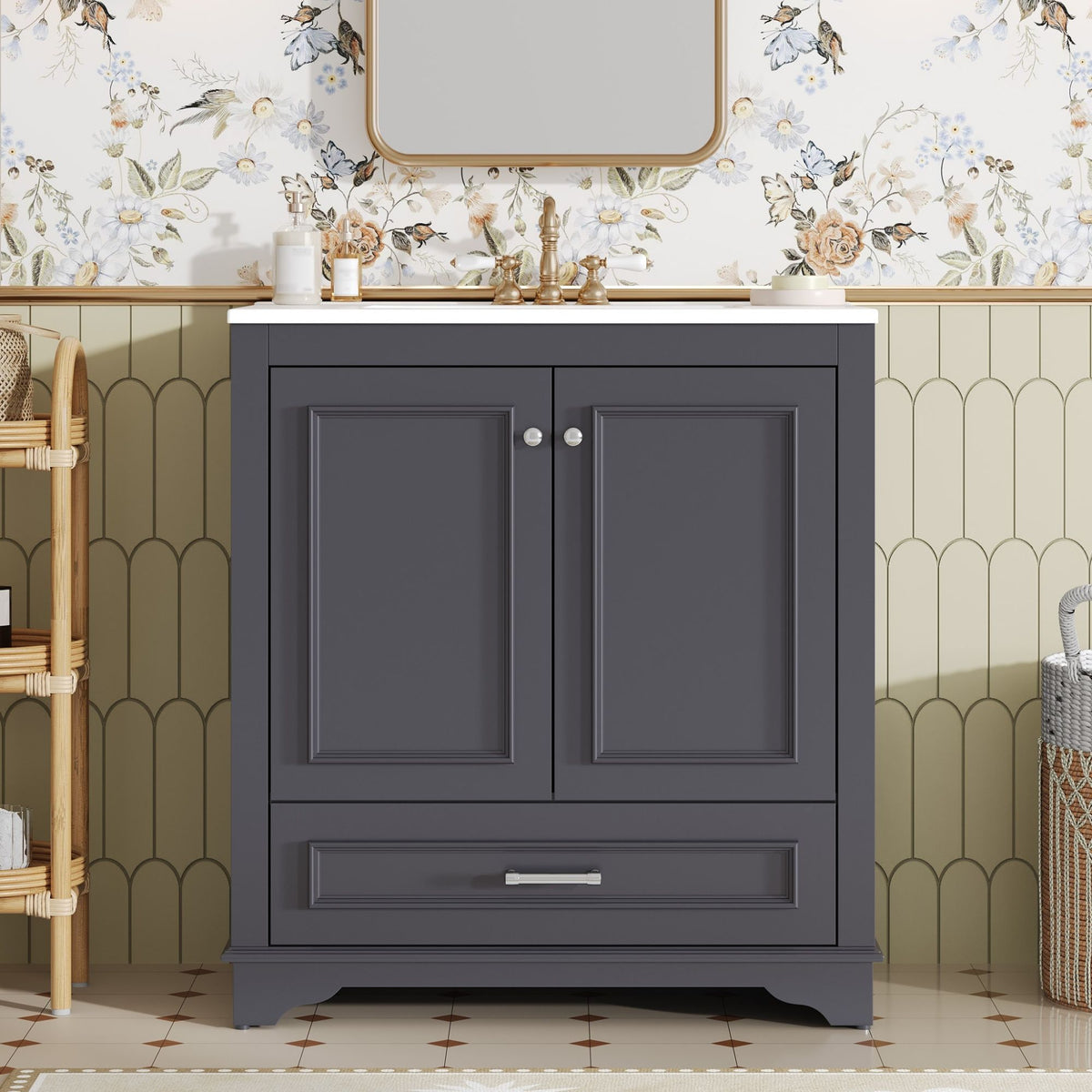Bathroom Vanity With Sink, Cabinet & 2 Soft Closing Doors & Adjustable Shelf, photo 34 of 50