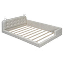 Queen Size Upholstered Platform Bed With 2 Reading Lights - White by HouseOfZazla