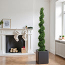 6FT Two-Tone Spiral-Shaped Potted Cedar Tree Set