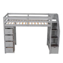 Loft Bed With Storage Drawers And Stairs With Shelves
