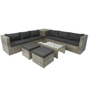 8 Piece Patio Sectional Wicker Rattan Outdoor Furniture Sof Set With One Storage Box Under Seat And Cushion Box - Gray / Black by HouseOfZazla