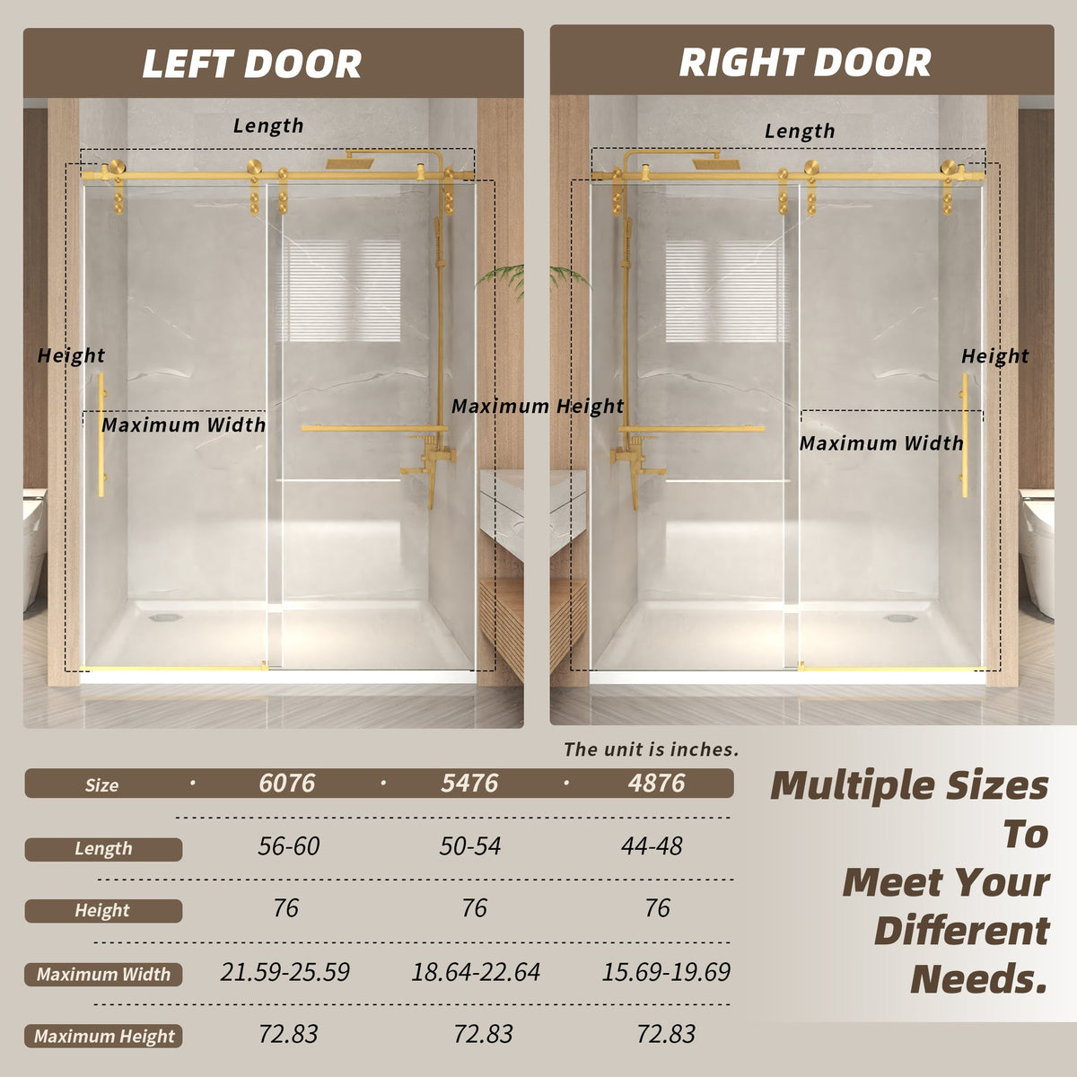 44-48" x 76" Frameless Sliding Shower Door, photo 7 of 10