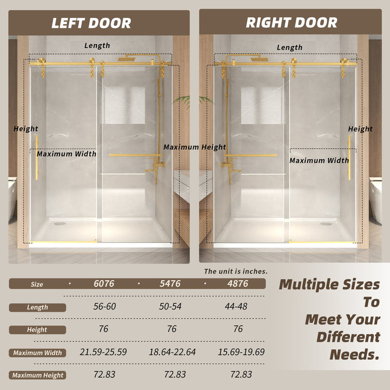 44-48" x 76" Frameless Sliding Shower Door, photo 7 of 10