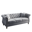 80" Grey Velvet Chesterfield Sofa