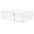 Metal Floor Bed Frame With Fence And Door by HouseOfZazla