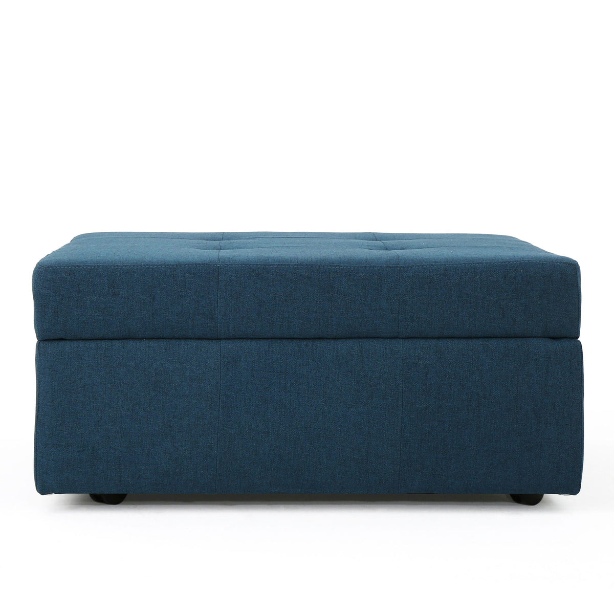 Flip Top Ottoman With Tufted Waffle Stitch And Rolling Casters - Navy Blue, photo 6 of 9