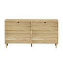 Rattan Dresser With 6 Drawers, Wooden Legs & Metal Handle