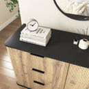Modern 6 Drawer Cabinet With Metal Rounded Corners And Exquisite Handles Multi Functional Storage - Natural Wood by HouseOfZazla