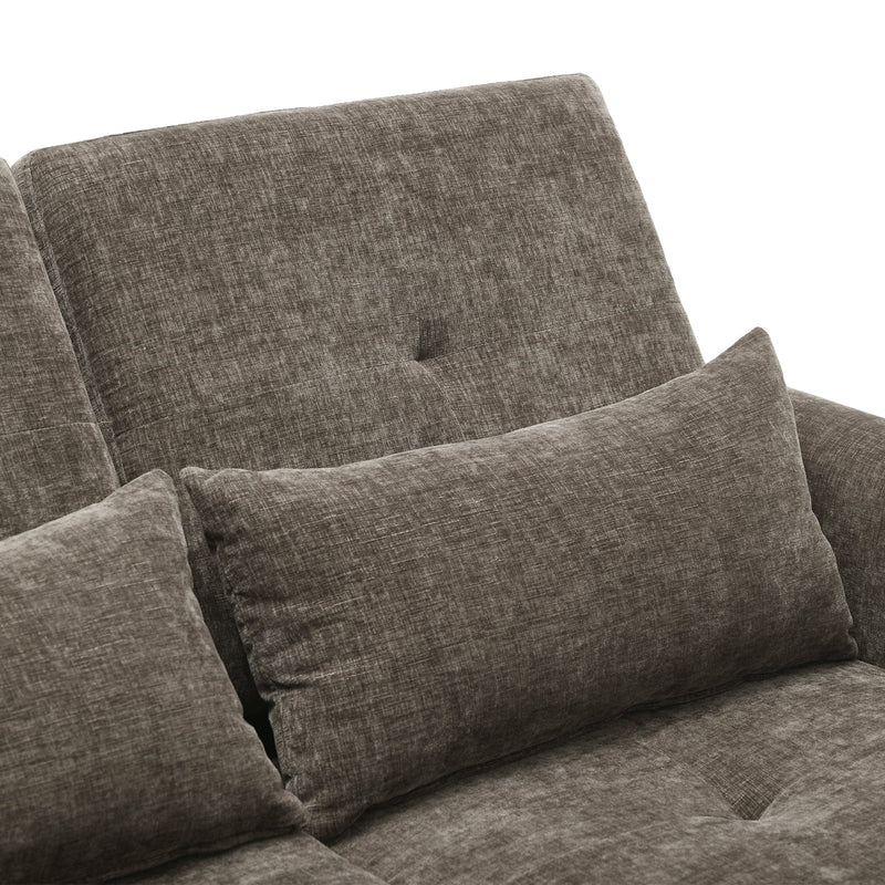 2-in-1 Sofa 82' Three-Seater with Sofa Bed and Reversible Recliner, Dark Grey Chenille