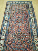 3' 8" X 11' Antique Handmade Turkish Wool Rug Veg Dye Runner Nice Rusted Red