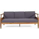 Bianca - Outdoor 3 Seater Sofa Chat Set With Ottoman - Teak by HouseOfZazla
