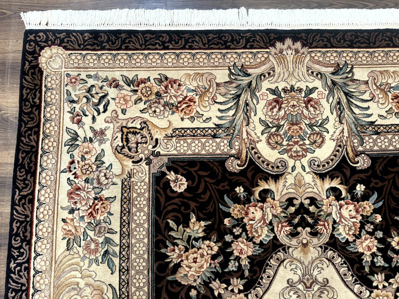 Aubusson Rug 6x9, European Design, Fine 170 KPSI, Elegant Carpet