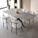 Extendable Dining Table Set With Curved Backrest Upholstered Chairs