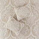 King/Cal King 3 Piece Tufted Cotton Chenille Damask Duvet Cover Set