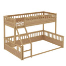 Twin XL over Queen Bunk Bed with Ladder and Guardrails, Natural