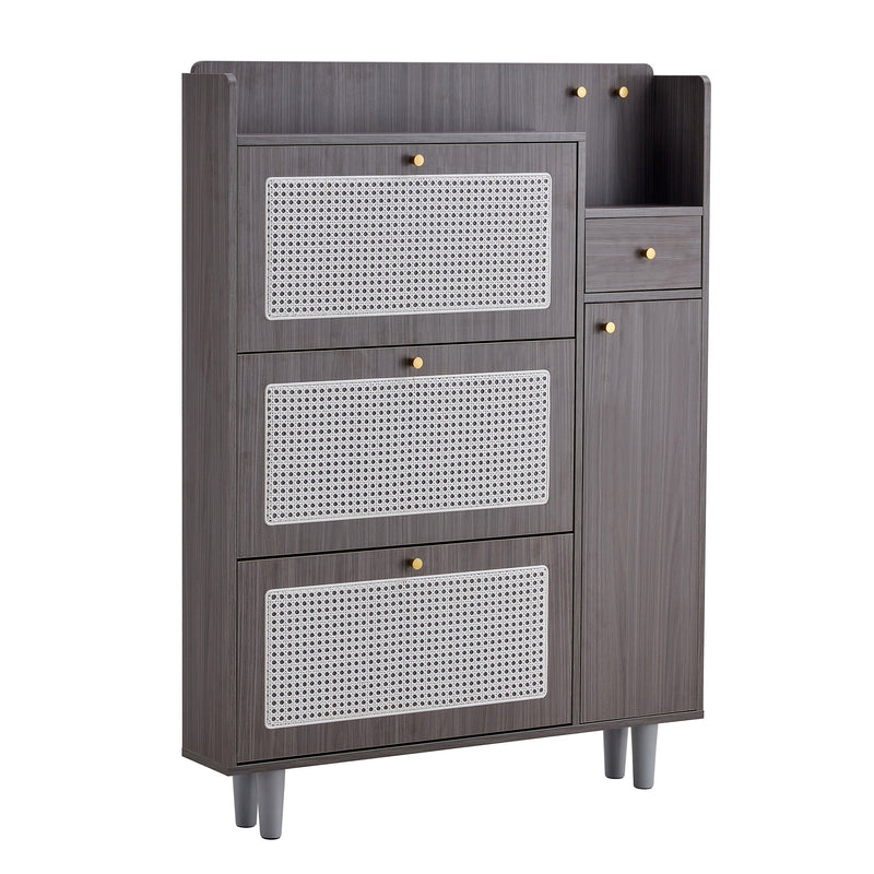 Walker Edison | Rattan Modern Minimalist Entryway Storage Cabinet