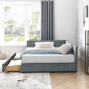 Mid-Century Storage Upholstered Tufted Bed Frame With Backrest And Armrests