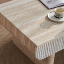 Mid Century Modern Coffee Table with Faux Marble Tabletop