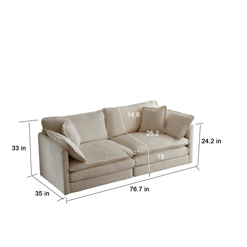 Walker Edison | 3 Piece Chenille Cloud Loveseat Sofa Set