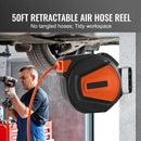 Retractable Air Hose Reel, 3/8 in x 50 ft Hybrid Air Hose by HouseOfZazla