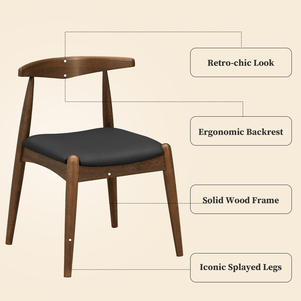 Set of 2 Rubberwood Dining Chairs, photo 10 of 11