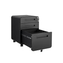 3 Drawer Mobile File Cabinet Under Desk Office, Simple Style Versatile Storage Cabinet For Legal / Letter / A4 Files, 5 Wheel Design Anti-Tilting Cold Rolled Steel Waterproof Moisture-Proof by HouseOfZazla