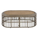 4-Piece Rattan Outdoor Patio Conversation Set with Seating Set for 5 and Coffee Table for Porch, Backyard and Garden (Brown Grey)