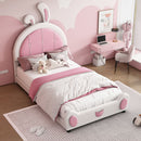 Upholstered Platform Bed With Rabbit Shaped Headboard by Unique Piece Furniture