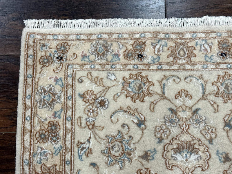 Small Persian Tabriz Rug 2.6 x 3.8, Vintage, Wool and Silk Highlights, Fine 225 KPSI