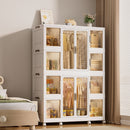 Portable Wardrobe Closet Storage Organizer For Clothes With Magnetic Doors, 12 Cubes & 2 Hanging Rods - White by HouseOfZazla