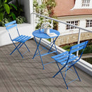 3 Pieces Patio Bistro Balcony Metail Chair Table Set-Blue