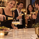 Ribbed Coupe Cocktail Glasses With Gold Rim 8 oz | Set of 4