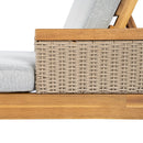 76.8" Solid Acacia Wood Sun Lounger Set of 2 with Grey Cushions by HouseOfZazla
