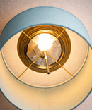Moderne Flush Mount Conversion Kit 14"w Island Paradise Blue Drum Lampshade by LampsUSA