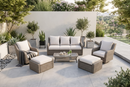 Luxury Rattan Patio Conversation Set – Includes 2 Swivel Chairs, Sofa, Coffee Table, And 2 Ottomans With Premium by HouseOfZazla