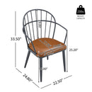 5 Piece Industrial Style Indoor Upholstered Dining Set With Metal Legs - Brown by HouseOfZazla