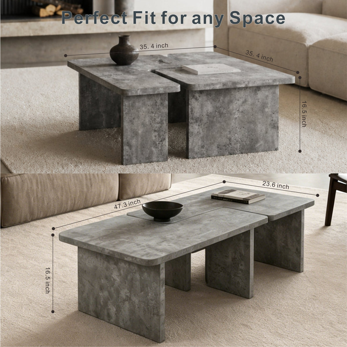 Modular Concrete Coffee Table Set of 2, photo 4 of 10