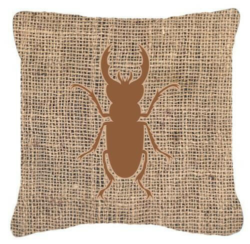 Beetle Burlap and Brown   Canvas Fabric Decorative Pillow BB1063