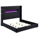 Tisdall Upholstered Eastern King Flame Visualizer Bed Black