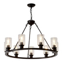 9-Light Black Wagon Wheel Chandelier