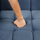 89" Modern Sofa Dutch Fluff Upholstered sofa with solid wood legs, buttoned tufted backrest,blue
