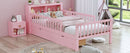 Bed With Headboard Storage Rack, 2 Under Bed Drawers, 3 Side Guardrails For Safety by HouseOfZazla