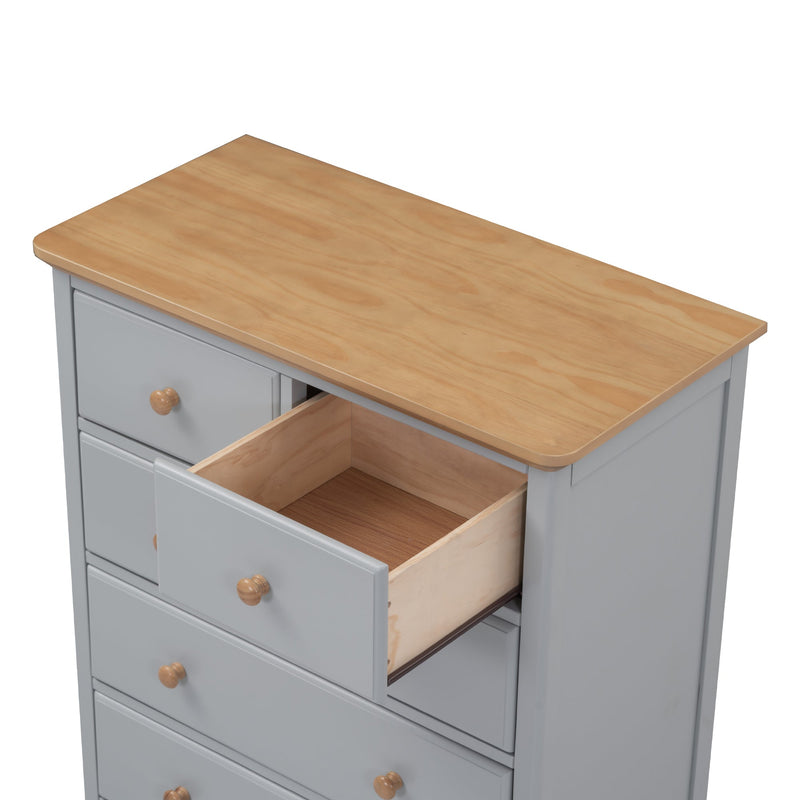 3-Pieces Bedroom Sets Queen Size Platform Bed with Nightstand(USB Charging Ports) and Storage Chest,Gray+Natrual