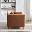 77.95'' Wide Modern Double-Sided Upholstered Chaise Lounge Indoor,Chenille Fabric Sleeper Sofa Couch With 4 Throw Pillows, Daybed with Rubberwood Legs For Living Room, Bedroom, Apartment,Caramel