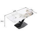 Modern Artificial Stone Pandora White Curved Metal Leg Dining Table, 6 People - Antique White by HouseOfZazla